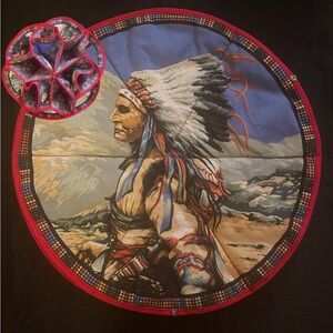 Dinner Roll Bun Warm Server Indian Circle Flat Fold Blue Red Gift Southwest NEW